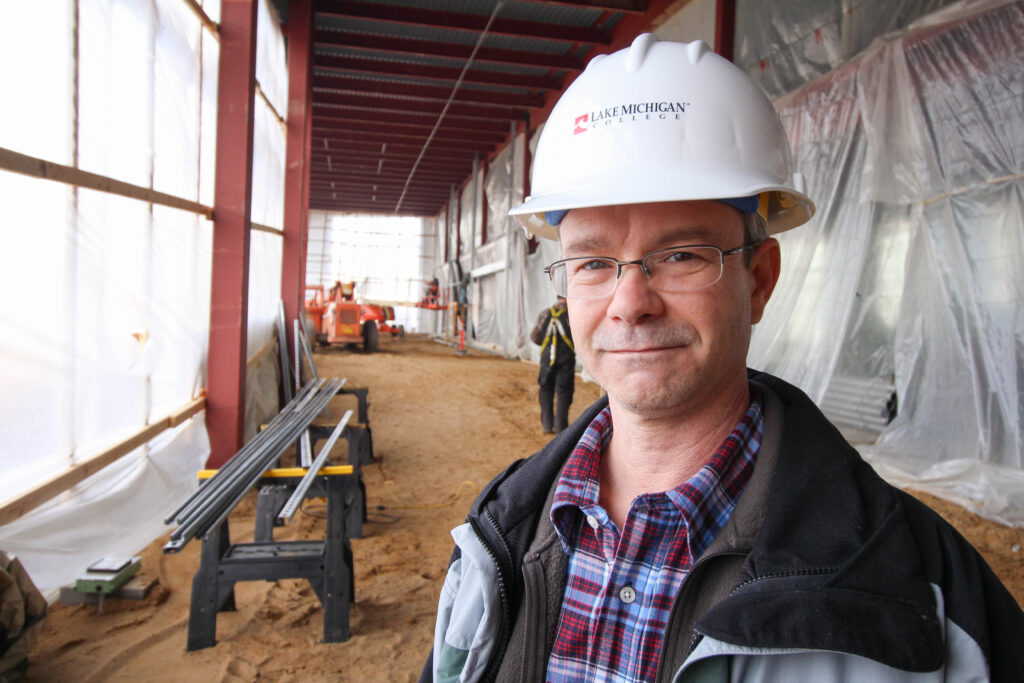 Man in hard hat at construction site