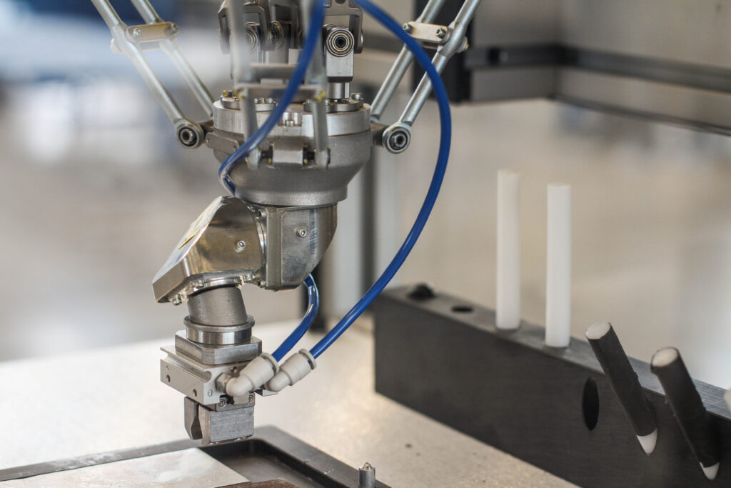 A metal device working.