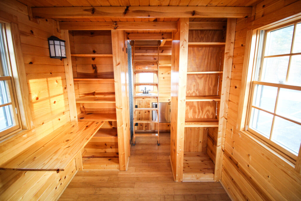 A newly built wooden room.