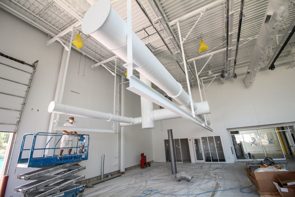 The piping/ventilation system inside of a building.
