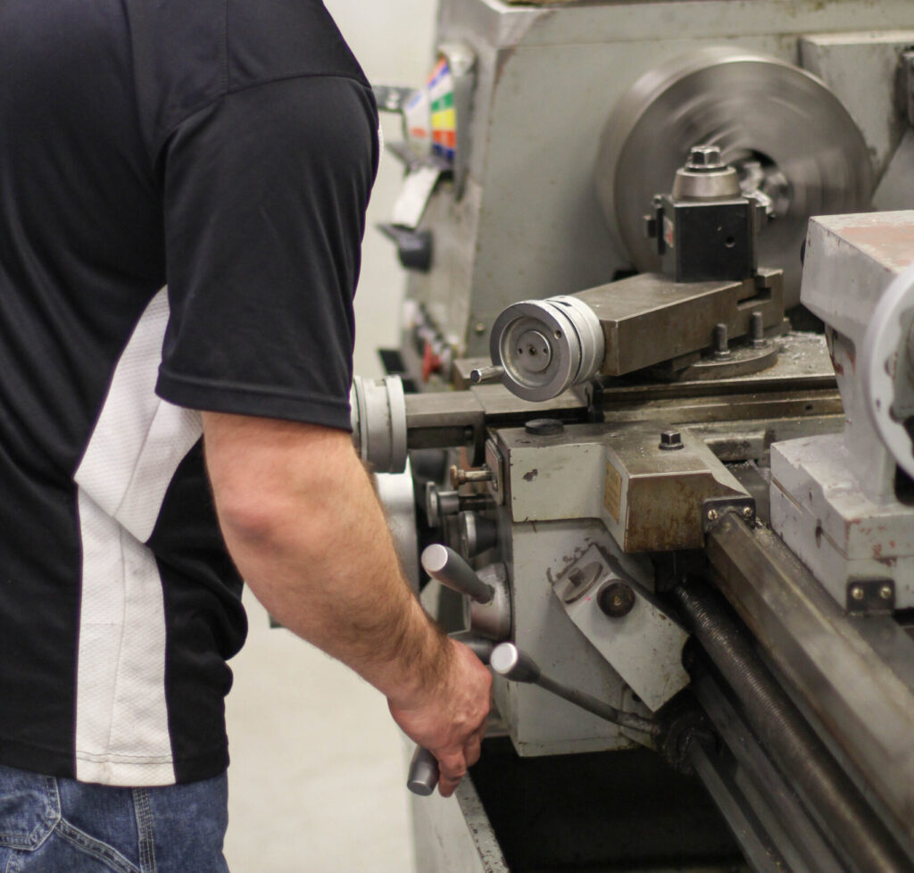 A man powering a machine.