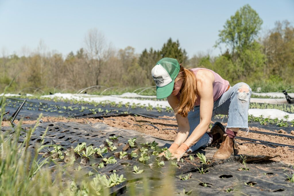 Woman working in a field